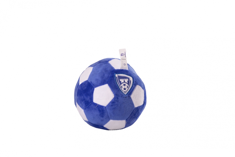liten og myk softball for barn. med liten logo på ballen.  hvit og blå farge. Kan brukes inne 